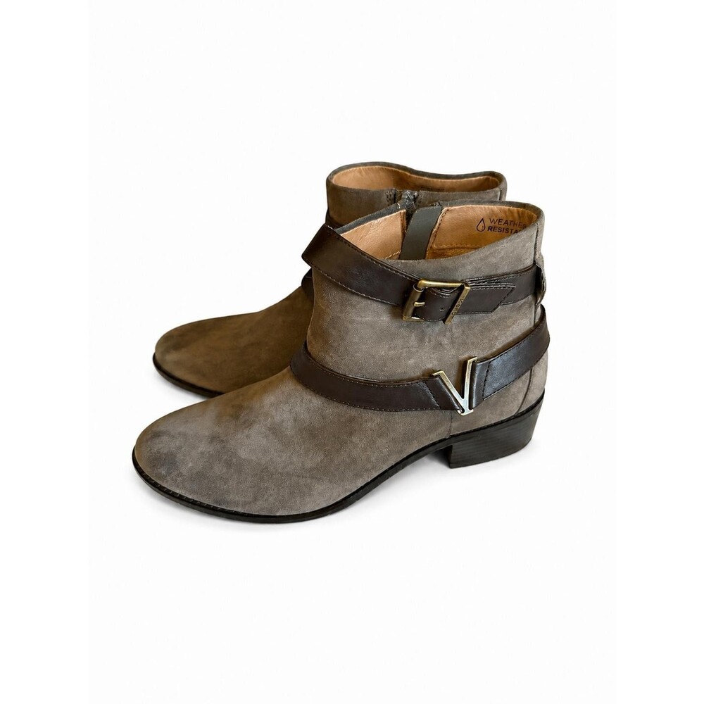 Vionic Mana VS394 Womens Taupe Suede Ankle Boots Weather Resistant Size 10W